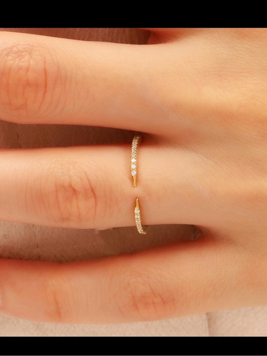 BLG Jewels Jewelry - 10K Gold Open Ring with Pavé Simulated Diamonds